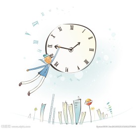 抓住时间的矢量卡通手绘人物