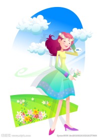 头上戴着花环的女生