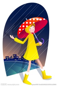 打着雨伞的矢量卡通女孩