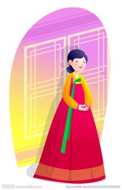 穿韩服的矢量女性