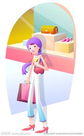 购物当中的矢量卡通女性