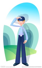 敬礼的矢量卡通男性