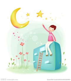 观看星空的矢量卡通男性