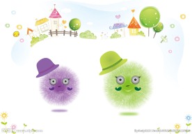 卡通毛毛球可爱动物背景