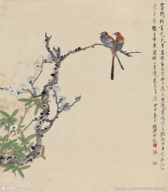 桃花双禽图