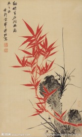 细竹生石间幽兰