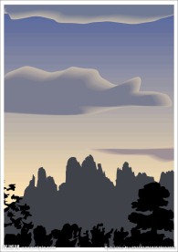 油画 山景