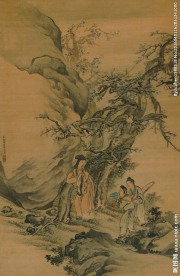 山水  批画春山图