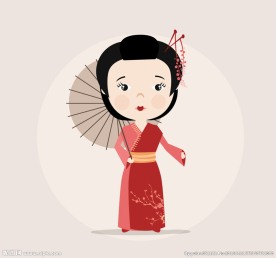 撑伞的日本女子