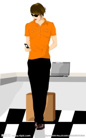 玩手机的矢量男性