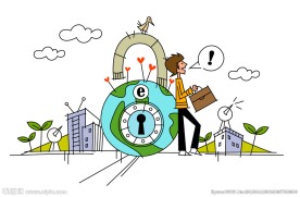 拎着公文包的矢量男孩