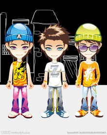 戴帽子的矢量男孩