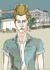 站在沙滩上的矢量男性