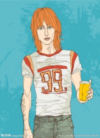 拿着饮料杯的矢量男性