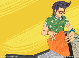 听音乐的矢量男孩