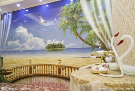 爱丽舍3D晶彩砖海景背景墙
