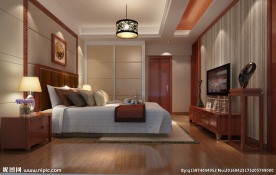 新中式卧室效果图
