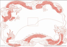 双龙茶盘雕刻原图