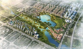 城市设计 中式商业街小镇鸟瞰图