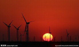 大风车 夕阳