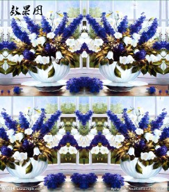 油画蓝色花卉视频背景