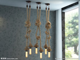 创意loft草绳编制造型吊灯