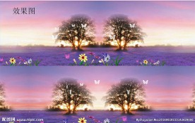 薰衣草和树特效视频