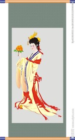 古装美女装裱国画