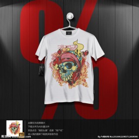 潮流红心骷髅T恤嘻哈T恤图案