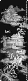 顶箱柜门扇山水人物浮雕灰度图