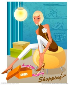 试鞋的短发女子