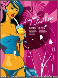 喝果汁的比基尼美女