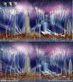 梦幻鸟巢建筑夜景视频