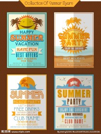 夏天可爱风格设计矢量