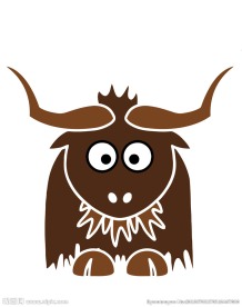 牦牛卡通印花矢量图