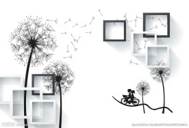 3D黑白蒲公英情侣