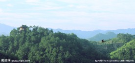 山峦亭子飞鸟