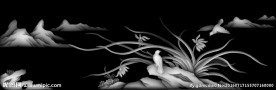 兰花花鸟灰度图