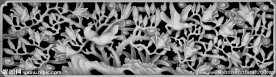 玉兰花花鸟镂空浮雕灰度图