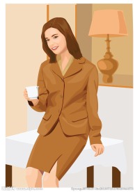 居家美女AI矢量素材免费下载