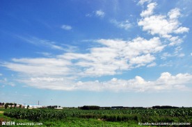 蓝天白云 农田村庄