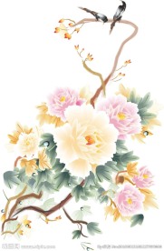 牡丹花插花矢量素材