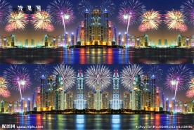 梦幻烟花建筑夜景视频