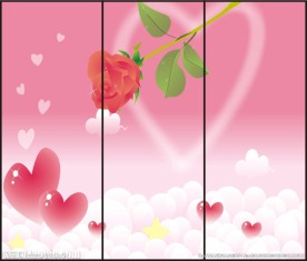 玫瑰云心移门图案