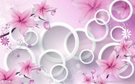 粉色百合立体背景墙