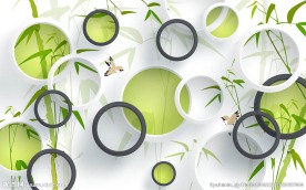 3D立体竹子背景墙