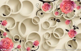 玫瑰3D立体背景墙