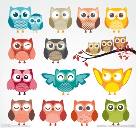 卡通猫头鹰矢量素材