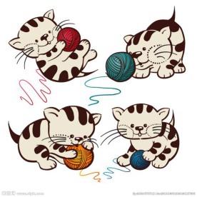 卡通玩线团的猫咪