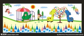 卡通人 动物 卡通心形树 小学